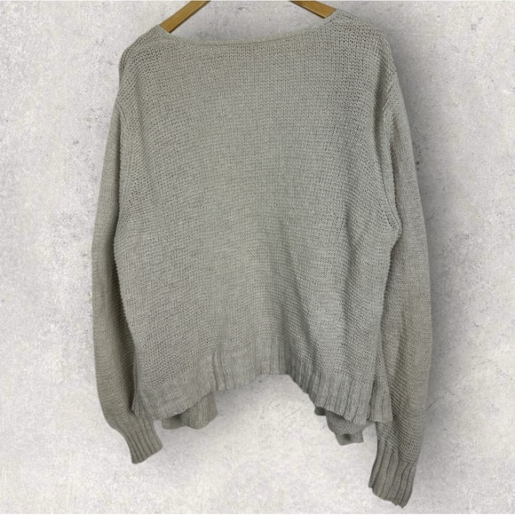 Eileen Fisher Linen Blend Knit Cardigan Sweater Womens Size XL Beige Neutral Top - Picture 4 of 12